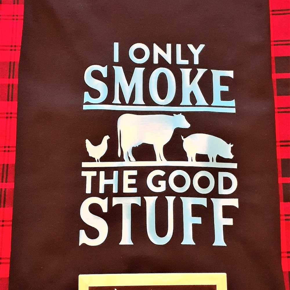 'I ONLY SMOKE THE GOOD STUFF' BLACK T-SHIRT W/ Blue Vinyl Design